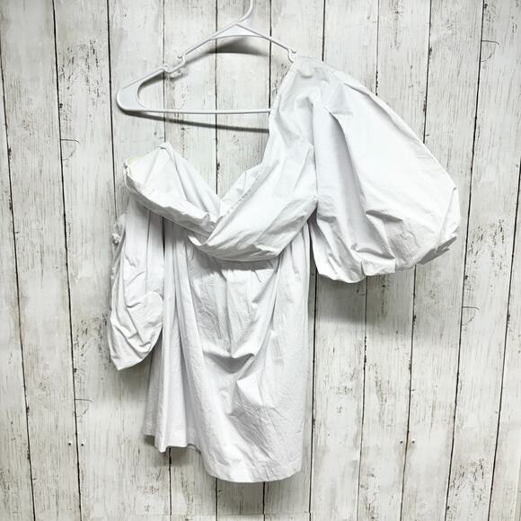 Showpo Dress Women Sz 8 Sula Balloon Sleeve Mini White Bride NWT Off Shoulder - Picture 1 of 6
